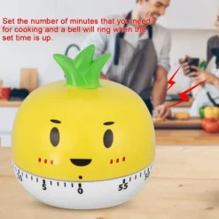 Grönsaksformad mekanisk matlagningstimer - köksmätningsverktyg (gul)