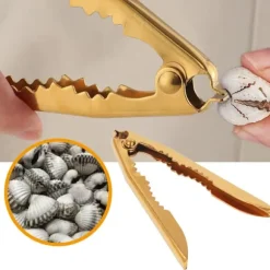 Guld Krabbknäckare Halkfri Robust Nötknäppare i Rostfritt Stål Kastanj Valnöt Öppnarklämma för Kök