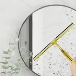 Gummiskrapa för fönster, vattenånga, spegelkabiner med handtag, metall, guldkrok