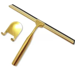 Gummiskrapa för fönster, vattenånga, spegelkabiner med handtag, metall, guldkrok