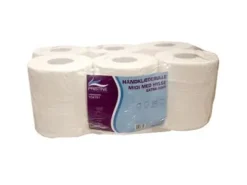 Handduksrulle Pristine Extra soft Midi 2-lagig 135 m med hylsa Ny fiber Vit,6 Rl/krt