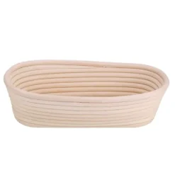 Handgjord oblekt naturlig rotting Banneton jäsbar korg degbröd bakningssats 27,5x14x8cm