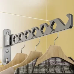 Hem Hopfällbar Torkkrok Halkfri Aluminiumlegering Infällbar Väggmonterad Galgeställ Klädkrokar för Hemmet