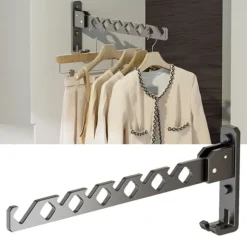 Hem Hopfällbar Torkkrok Halkfri Aluminiumlegering Infällbar Väggmonterad Galgeställ Klädkrokar för Hemmet
