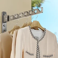 Hem Hopfällbar Torkkrok Halkfri Aluminiumlegering Infällbar Väggmonterad Galgeställ Klädkrokar för Hemmet