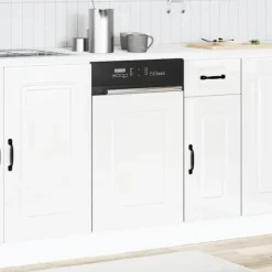 Högglans vit diskmaskinspanel i konstruerat trä | Storlek: 45x1,5x67 cm