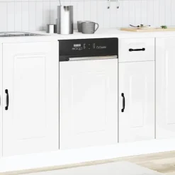 Högglans vit diskmaskinspanel i konstruerat trä | Storlek: 45x1,5x67 cm