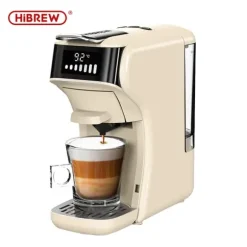 Hibrew H1B 6-i-1 kapselbryggmaskin med 20 bar högtryckspump och OPV-tryckavlastningsventil, interaktiv pekskärm – vit