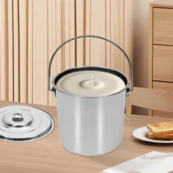 Hink i rostfritt stål - Ishink - 12 l - Med lock - Stor kapacitet - För catering & kök - Silver