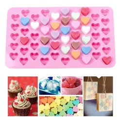 Hjärtformad Silikonform för Is, Choklad och Gelé - 55 Hjärtan