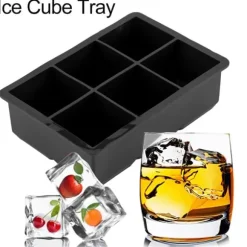 6-håls silikoniskubmaskinsbricka - perfekt för choklad, godis och mer - svart