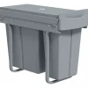 HOMCOM Utdragbar Sopkorg för Underskåp, Köksbehållare med 2 Hinkar (20L+10L), Metall/Plast, Grå