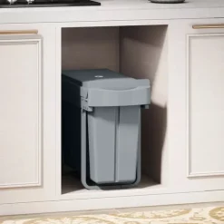 HOMCOM Utdragbar Sopkorg för Underskåp, Köksbehållare med 2 Hinkar (20L+10L), Metall/Plast, Grå