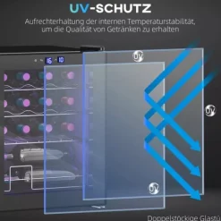 HOMCOM Vinkyl 16 flaskor – Svart Metall – Pekskärm med LED-ljus och Glasdörr