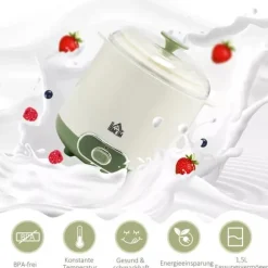 HOMCOM Yoghurtmaskin Vit Plast 1,5L med Sil - Perfekt för Grekisk Yoghurt