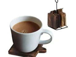 Home Styling Collection Muggplatta i trä 6 st + metallställ