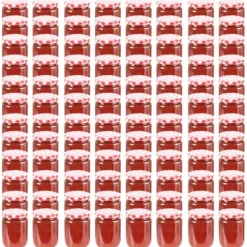 Honungsburkar - Living Syltburkar i glas med vita och röda lock 96 st 230 ml