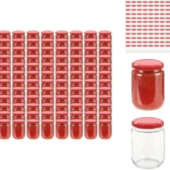 Honungsburkar - Living Syltburkar i glas med röda lock 96 st 230 ml