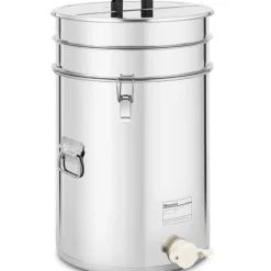 Honungssettler med sil, lock och ventil, STÅL, 50 l