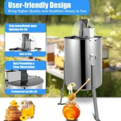 Honungsslungare - Elektrisk 4-ram - Rostfritt stål - Hastighet 270 varv/min - Kapacitet 10 kg - Silver