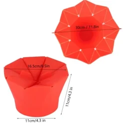 Hopfällbar mikrovågsugn popcornskål DIY silikon popcornmaskin hem köksverktyg röd