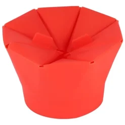 Hopfällbar mikrovågsugn popcornskål DIY silikon popcornmaskin hem köksverktyg röd