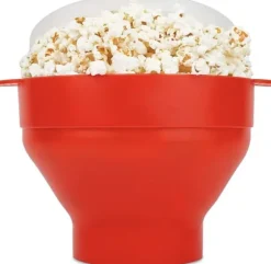 Hopfällbar Popcorn Maker skål - Gör popcorn i mikrovågsugnen - röd