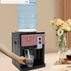 HS-09 - Bordsmodell vattendispenser/vattenkylare - Varm & kall - Avtagbar design - 550W värme, 75W kyla - PP & 304 rostfritt stål - Rosa