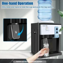 HS-09 varm- och kallvattenkylare, fristående toppmatad dispenser, för hem/kontor, svart