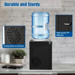 HS-09 varm- och kallvattenkylare, fristående toppmatad dispenser, för hem/kontor, svart