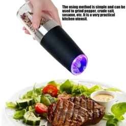 Hushålls multifunktionell elektrisk malningsverktyg pepparkvarn induktion kryddkvarn köksredskap (svart)