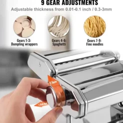 hushålls pastamaskin, manuell nudelmaskin, 9 justerbara tjocklekar, 2 olika bredder, livsmedelsklassat material, lätt att använda