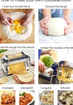 hushålls pastamaskin, manuell nudelmaskin, 9 justerbara tjocklekar, 2 olika bredder, livsmedelsklassat material, lätt att använda