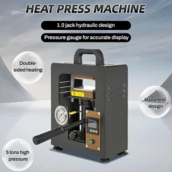 Hydraulisk värmepressmaskin, 5 ton tryck, dubbel värmeplatta