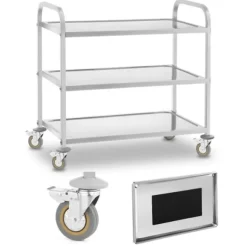 3-hyllad servitörsvagn av rostfritt stål