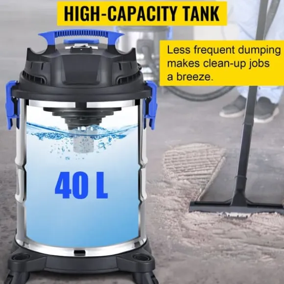 3-i-1 1200W 40L tank våt och torr dammsugare med 4 hjul, starkt sug, automatisk dammskakning, säker, vattentät, kompletta tillbehör