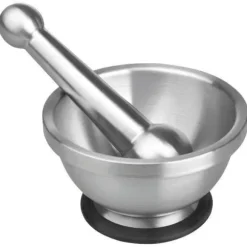 IBILI Mortel - Rostfritt stål - Med mortelstöt - Ø 13,5 x H 7,5 cm