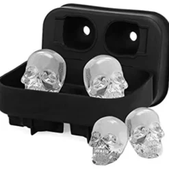 Ice Cube Mould - AN - 3D Skull - Silikon - Svart - Lock ingår