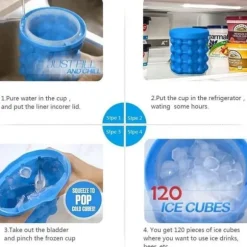 Ice Genie, Ice Cube Maker Genie, 2 i 1 Ice Cube silikonformar för whiskycocktail och vilken dryck som helst