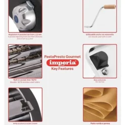 Imperia - PastaPresto Gourmet - Ruvida pasta fettuccine och lasagnesnitt 6,5/12 mm - Silver