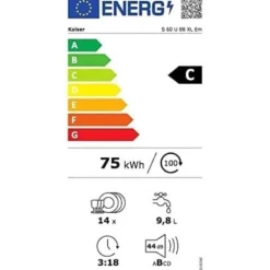 Inbyggd diskmaskin - Kaiser - Empire S60 U 88XL - 60cm - 6 program - Svart