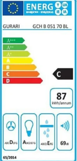 Inbyggd fläkt - GURARI - GCH B 051 70 BL - 70 cm - Svart - 1000 m³/h