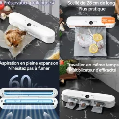 INN Maskin sous vide 35 x 7,2 x 6 cm 60 kpa fuktig och torr start med enkel försegling på 22 sekunder förseglingsband på 28 cm