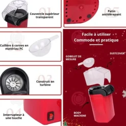 INN Mini popcornmaskin 1200W hemmabärare fullt automatisk 25x10cm hushållsapparater lätt att använda