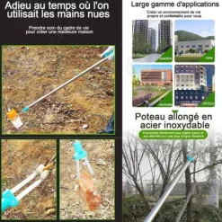 INN Picker 88cm 9cm 0,22kg tumklämma bekvämt sopsamlingsklämma förtjockat rostfritt stål klämma massklämma