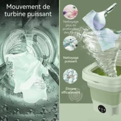 INN Tvättmaskin 9L med integrerad torkning och torkning, kompakt tvättmaskin, automatisk tvättmaskin, ekologisk tvättmaskin