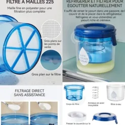 INN Yoghurtsil med lock Bärbar återanvändbar grekisk yoghurtsil Vassleavskiljare för grekisk yoghurtjuicete