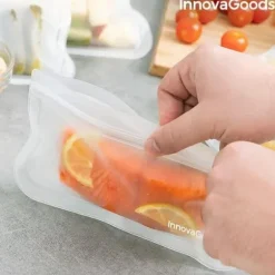 InnovaGoods IG816049 Set med 10 återanvändbara påsar för matfreco, Transparent, 5 x 12 cm inklusive 5 skålar på 21,5 x 18 cm