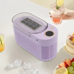 Isbitsmaskin - Mini för bänkskiva - Kompakt - Bärbar - Bilströmkabel 12V - Med klämma - För hem, bil och resa - Lila