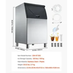 Isförvaringslåda, 56x66,5x103,8 cm, rostfritt stål, justerbara fötter